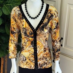 Cyrus cardigan sweater gold & black size L